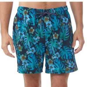 Ocean Current Distant Tropical Volleyball Swim Shorts Men's Size XL Pockets